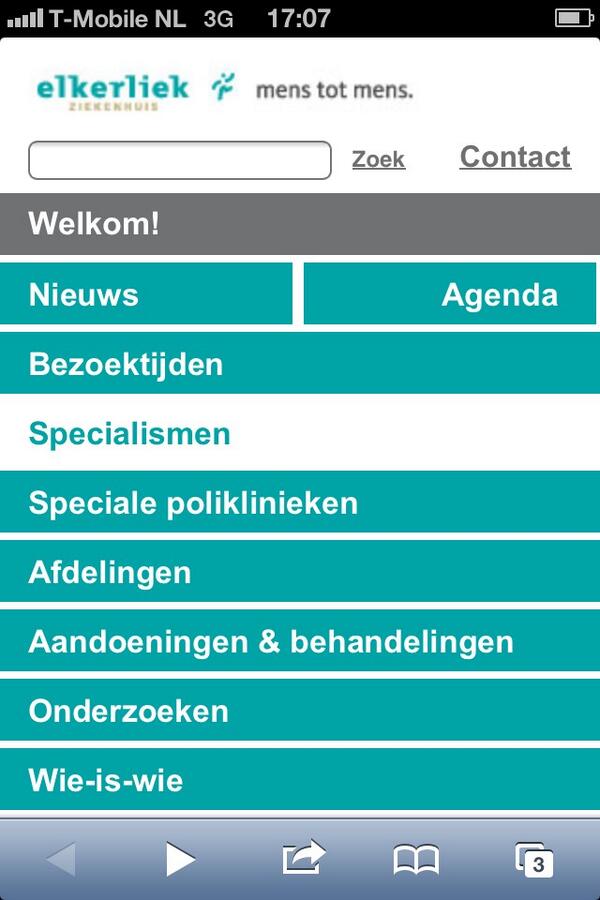 Mobiele versie van de site